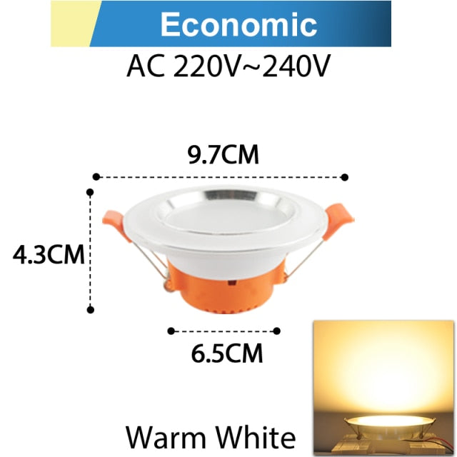Silver White Ultra Bright LED Downlight 3w 5w 10w 12w 15w 18w Thin Round LED Ceiling Recessed Spot Light AC85~240v DownLight