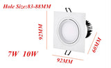 Super Bright LED Dimmable Square Cob Downlight COB 7W 10W 14W 20W LED Spot Light Decoration Ceiling Lamp AC 110V 220V White Body