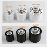 Dimmable LED downlight COB spotlight AC85-265V 5W 7W 9W 12W 15W 20W 30W aluminum surface mounted indoor lighting lamp