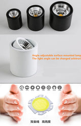 Dimmable LED downlight COB spotlight AC85-265V 5W 7W 9W 12W 15W 20W 30W aluminum surface mounted indoor lighting lamp