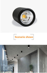 Dimmable LED downlight COB spotlight AC85-265V 5W 7W 9W 12W 15W 20W 30W aluminum surface mounted indoor lighting lamp