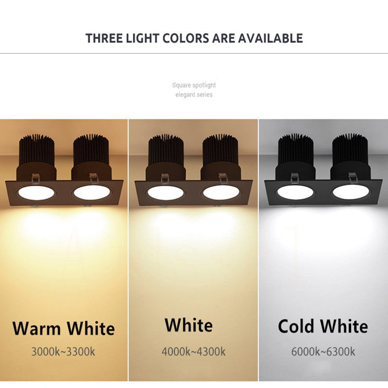 LED Downlight  Square Dimmable light cob Ceiling Spot Light 5w 7w 10w 15w 20w AC85-265V ceiling recessed Lights Indoor Lighting
