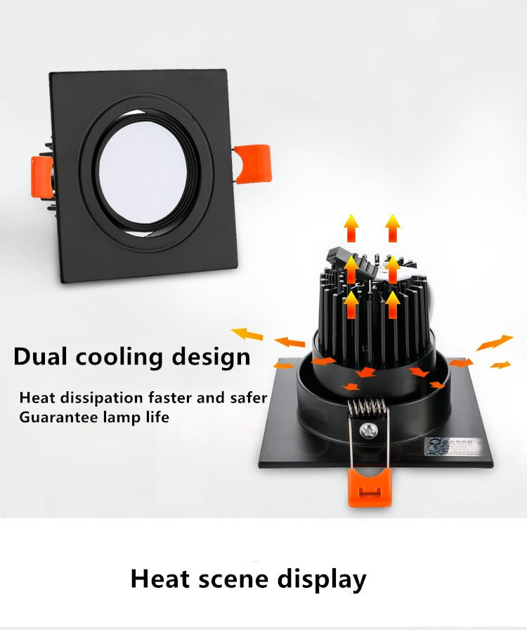 LED Downlight  Square Dimmable light cob Ceiling Spot Light 5w 7w 10w 15w 20w AC85-265V ceiling recessed Lights Indoor Lighting