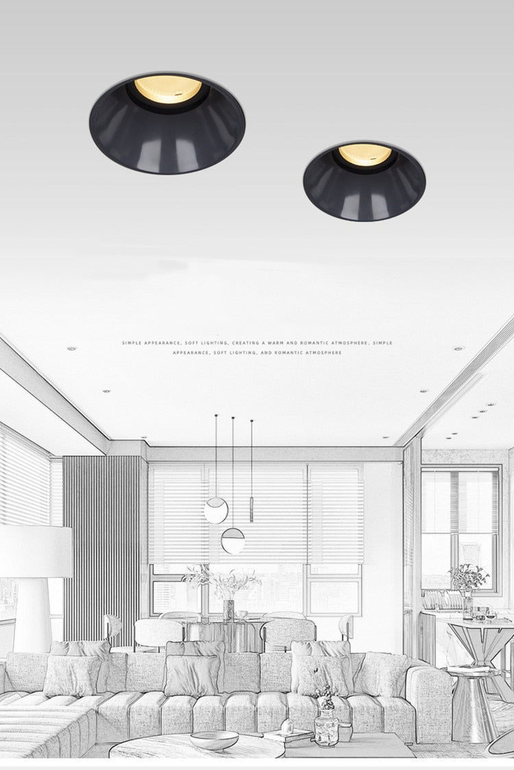 Dimmable Honeycomb Nest Anti-Glare Lens COB Recessed Downlight 110V 220V Round 15W LED Ceiling Spot Light 24° Pic Background