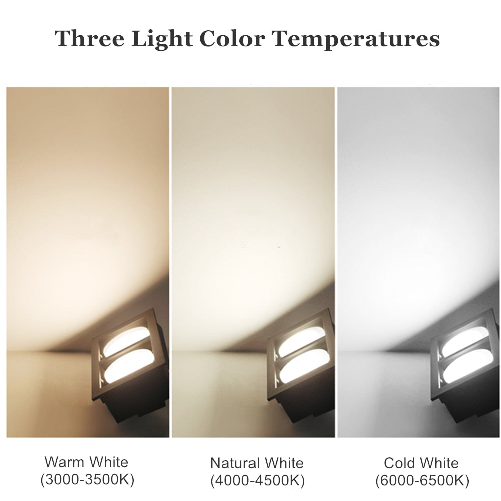 DBF Free Bulb Replace LED Recessed Square Downlight 14W 18W 24W Rotatable Angle LED Ceiling Spot Light with GX5.3 Bulb AC 220V