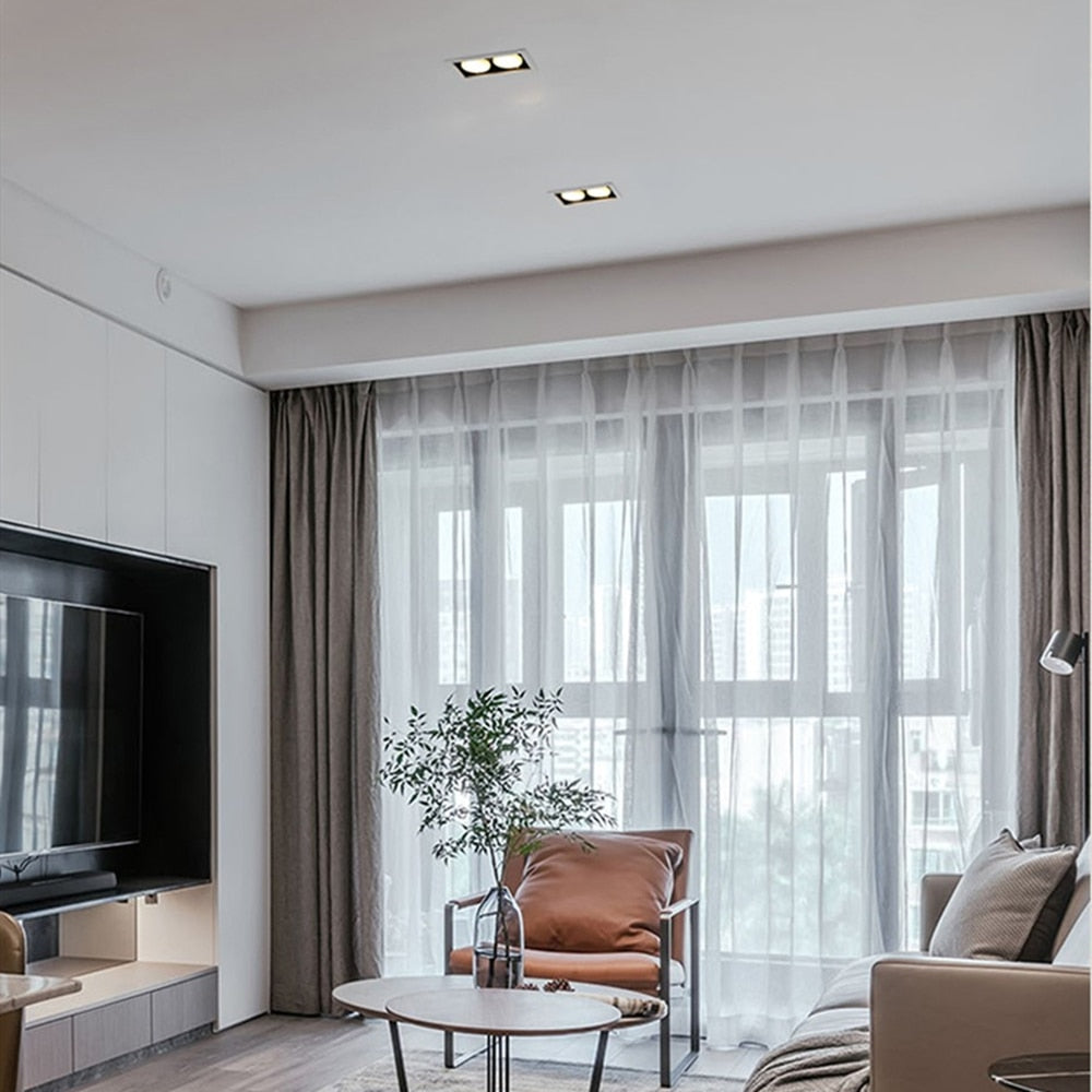 DBF Free Bulb Replace LED Recessed Square Downlight 14W 18W 24W Rotatable Angle LED Ceiling Spot Light with GX5.3 Bulb AC 220V