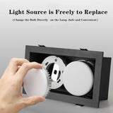 DBF Free Bulb Replace LED Recessed Square Downlight 14W 18W 24W Rotatable Angle LED Ceiling Spot Light with GX5.3 Bulb AC 220V