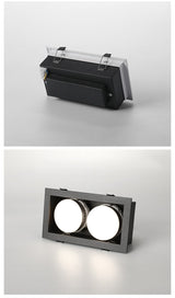 DBF Free Bulb Replace LED Recessed Square Downlight 14W 18W 24W Rotatable Angle LED Ceiling Spot Light with GX5.3 Bulb AC 220V