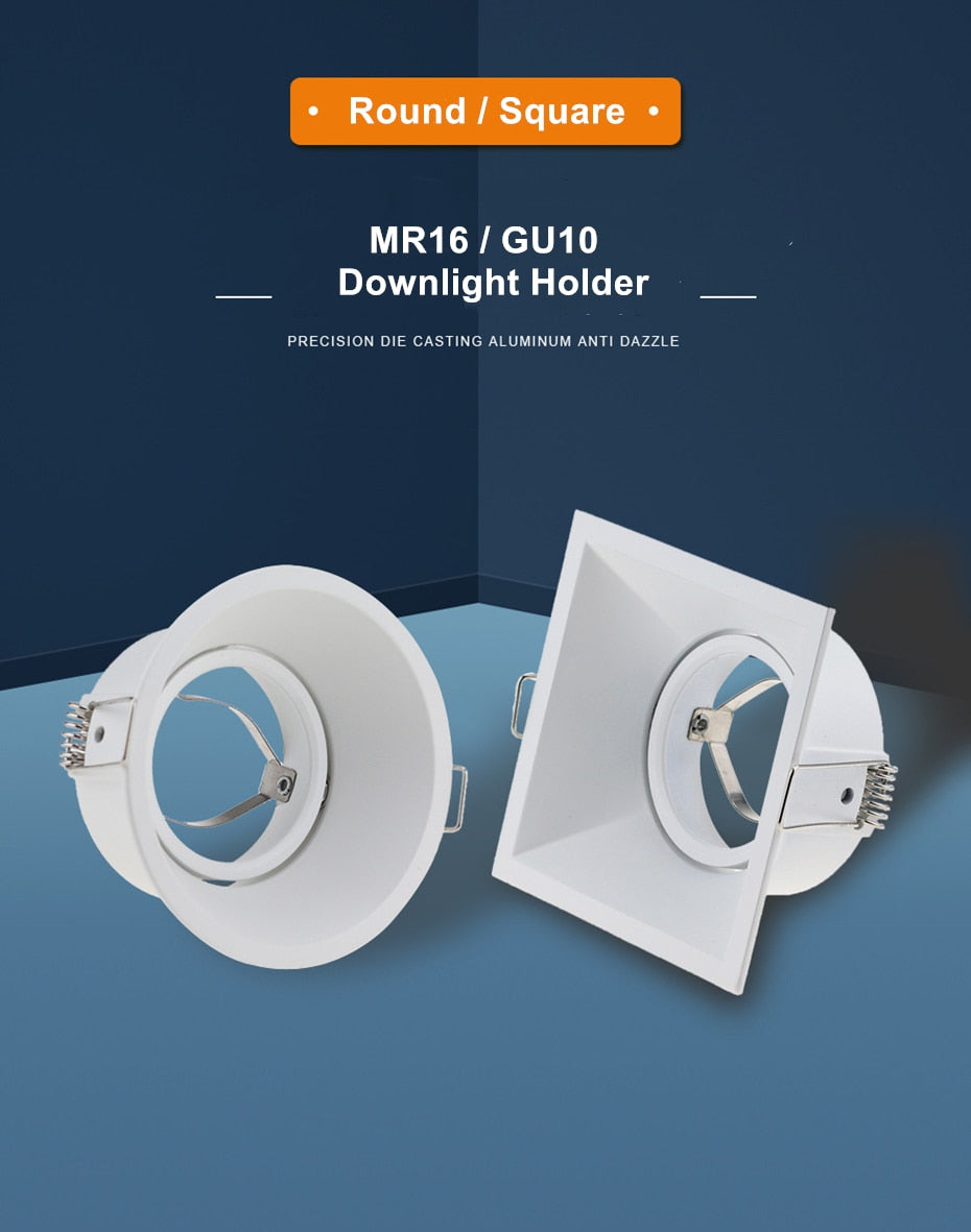 DBF Anti Glare Recessed Ceiling Lighting Frame LED Downlights Fitting GU5.3 GU10 MR16 Without Bulb Changeable Base Socket Light