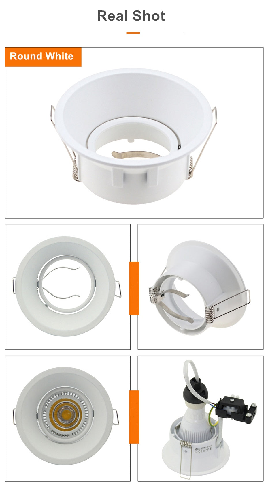 DBF Anti Glare Recessed Ceiling Lighting Frame LED Downlights Fitting GU5.3 GU10 MR16 Without Bulb Changeable Base Socket Light