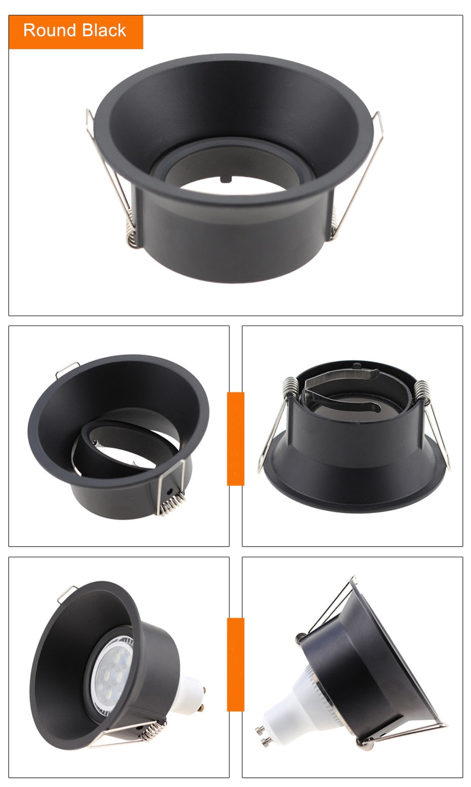 DBF Anti Glare Recessed Ceiling Lighting Frame LED Downlights Fitting GU5.3 GU10 MR16 Without Bulb Changeable Base Socket Light