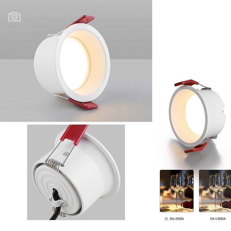 Deep Anti-Glare LED Ceiling Downlight Dimmable COB Spot Lights 15W 12W 7W Bedroom Kitchen Study Lamp 85-265v 2021 Newest