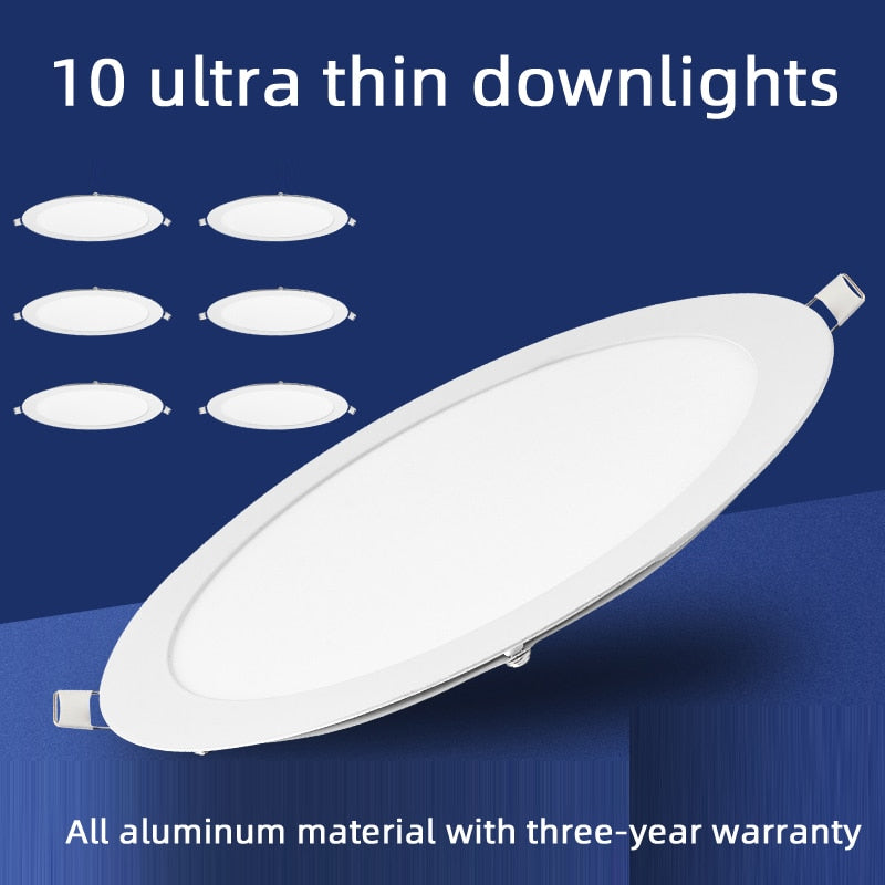 Ultrathin LED Downlight LED Round Panel Light 3W 6W 9W 12W 15W 18W Led Ceiling Recessed Grid Downlight Lamp Lighting 110V 220V