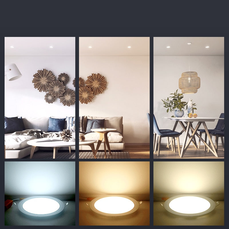 Ultrathin LED Downlight LED Round Panel Light 3W 6W 9W 12W 15W 18W Led Ceiling Recessed Grid Downlight Lamp Lighting 110V 220V
