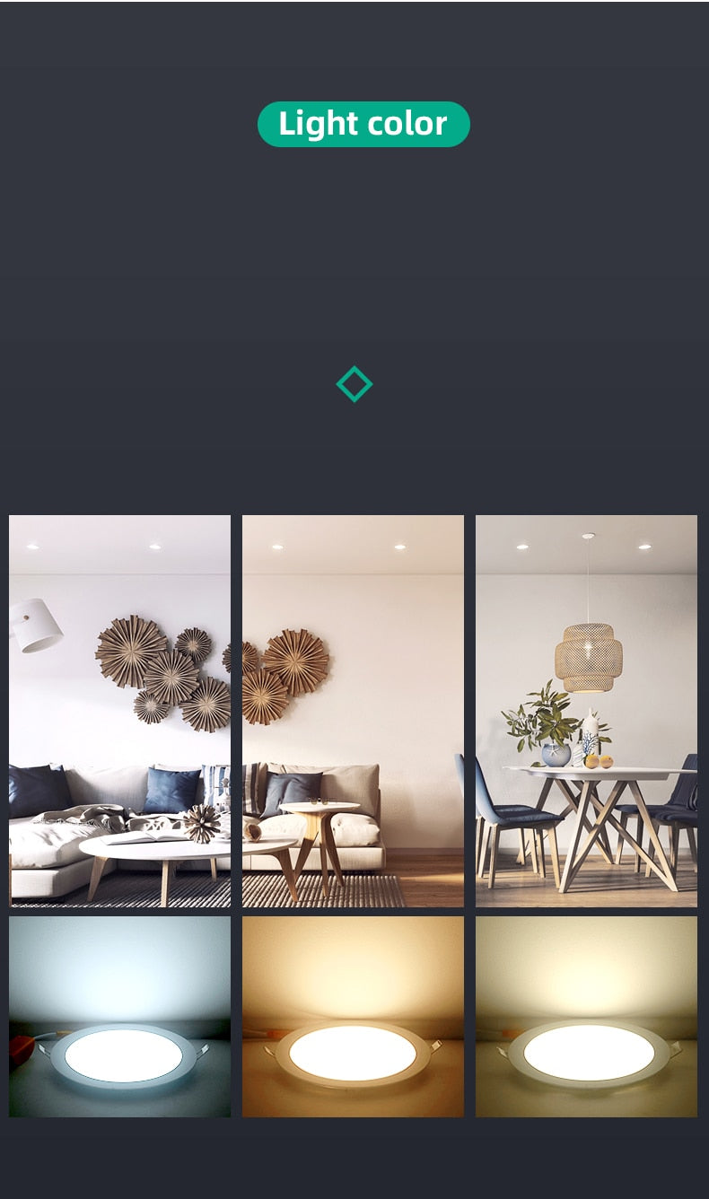 Ultrathin LED Downlight LED Round Panel Light 3W 6W 9W 12W 15W 18W Led Ceiling Recessed Grid Downlight Lamp Lighting 110V 220V