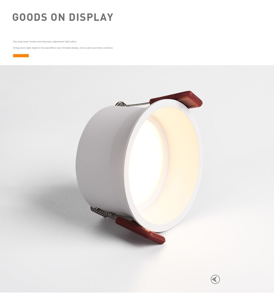 Led Downlight Recessed Led Ceiling Spotlights Aluminum High Brightness 5W 7W 12W 15W  Dimmable Narrow Side No glare AC90-265V