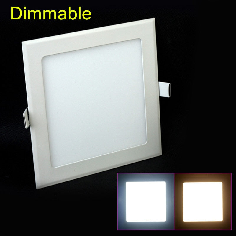 Dimmable Ultra thin Recessed 6W/9W/12W/15W/25W Square led ceiling light cool white/warm white AC85-265V panel bulb lamp light