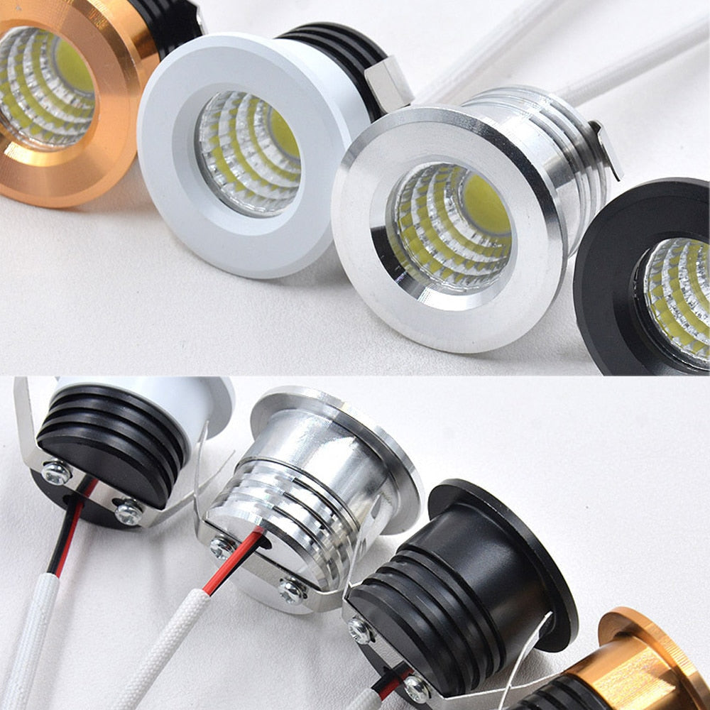 Led Mini Down Light 3W Spot Light Recessed Ceiling Downlight AC85-265V Spotlight Aluminum White Black Silver Gold Shell LED Spot