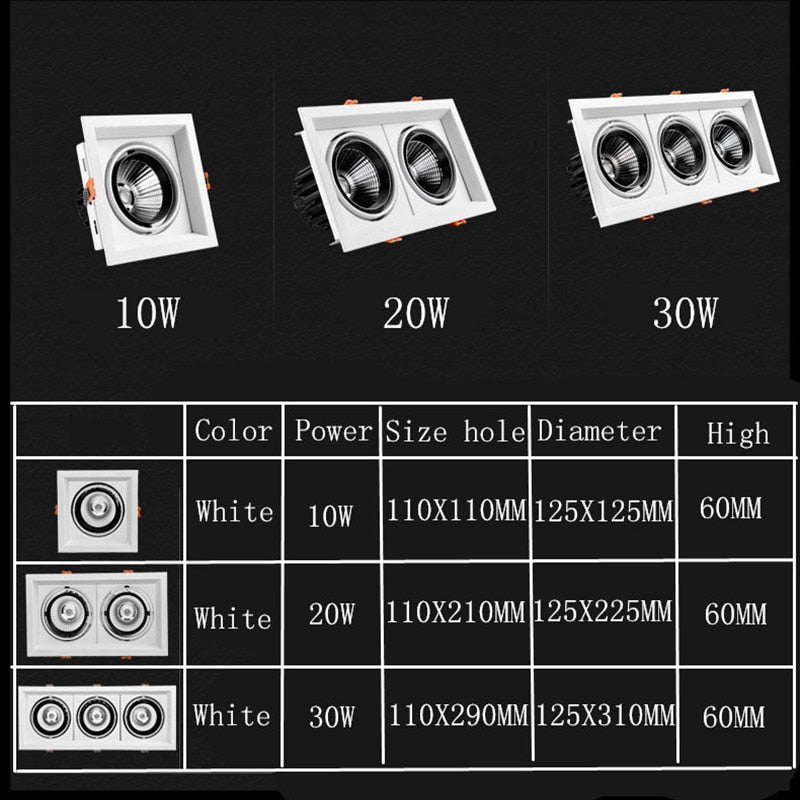 LED Downlight double Dimmable downlight light Ceiling Spot Light 10w 20W 30W AC85-265V ceiling recessed Lights Indoor Lighting