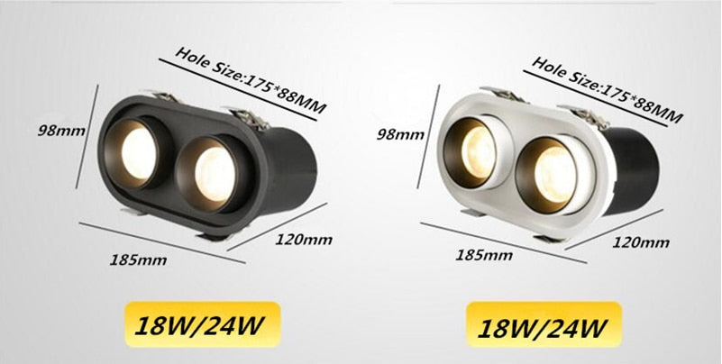 Dimmable Recessed Folding Rotation 360° LED Downlights 12W 18W 24W COB LED Ceiling Spot lights AC85~265V Background Painting Lamp