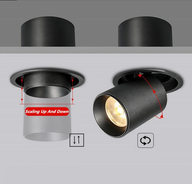 Dimmable Recessed Folding Rotation 360° LED Downlights 12W 18W 24W COB LED Ceiling Spot lights AC85~265V Background Painting Lamp