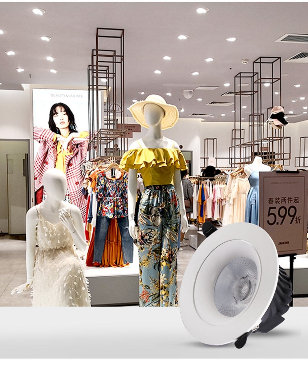 Recessed LED Downlight 5W 10W 15W 20W 30W Adjustable Spot LED Ceiling Down light 90-260V Dimmable LED Spotlight