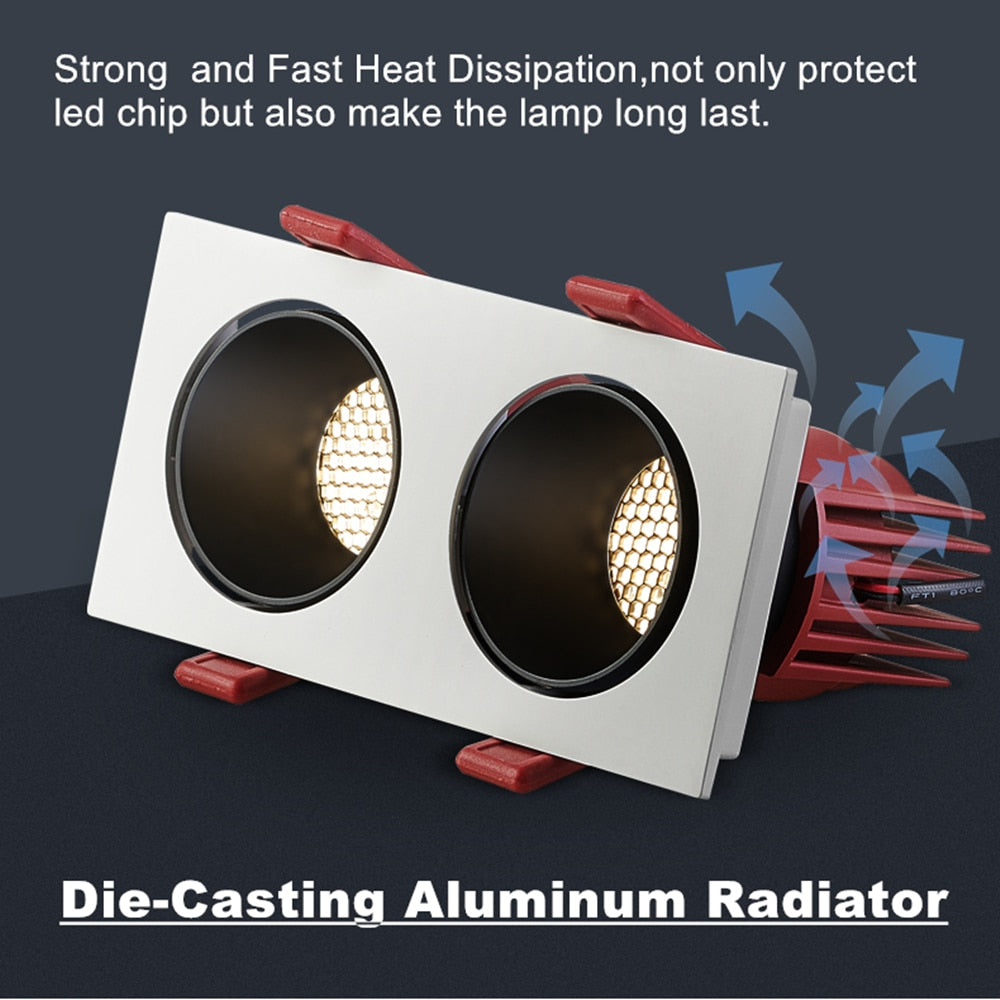 DBF 2021 New Honeycomb Nest LED Ceiling Spot Lights 14W 24W 30W Angle Adjustable Recessed Downlight for Living room Bedroom