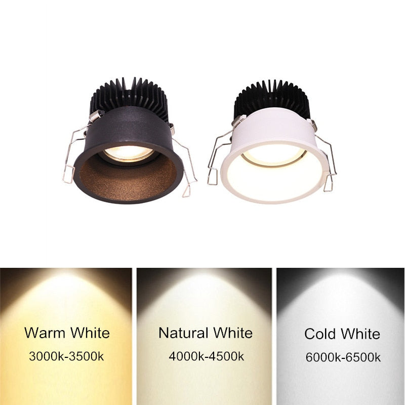 Dimmable Narrow border Embedded Anti-glare Led COB Ceiling Recessed downlight 15w 20w LED wall wash light Hotel Villa Lighting