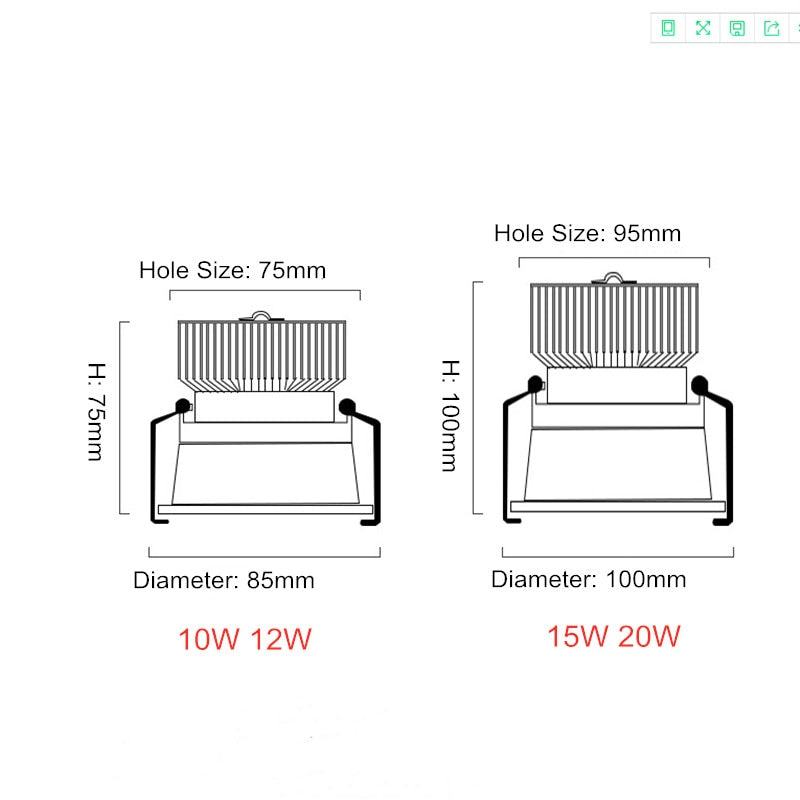 Dimmable Narrow border Embedded Anti-glare Led COB Ceiling Recessed downlight 15w 20w LED wall wash light Hotel Villa Lighting