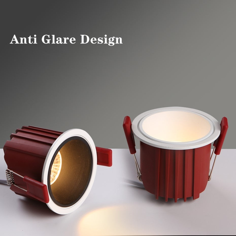 Anti Glare LED COB Recessed Downlight 7W 12W Spot Lights Natural White Warm White Background LED Ceiling Spot Light