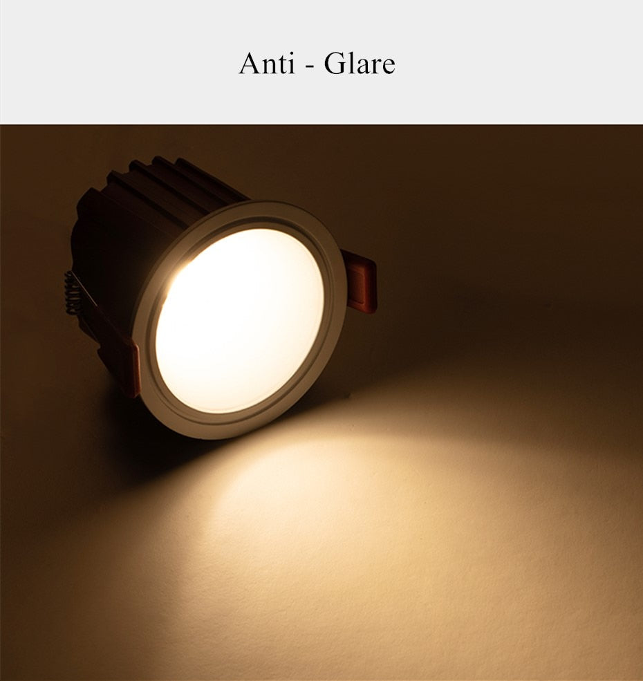 Anti Glare LED COB Recessed Downlight 7W 12W Spot Lights Natural White Warm White Background LED Ceiling Spot Light