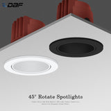 DBF 2021 New Deep-Glare LED Ceiling Spot Light 7W 12W 15W Angle Adjustable Dimmable Embedded Downlight for Living room Bedroom
