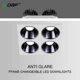 Anti Glare Ceiling Recessed LED COB Downlights Angle Adjustable 4 Heads 28W 48W 60W 80W Spot Light Home Indoor Bedroom 110V 220V