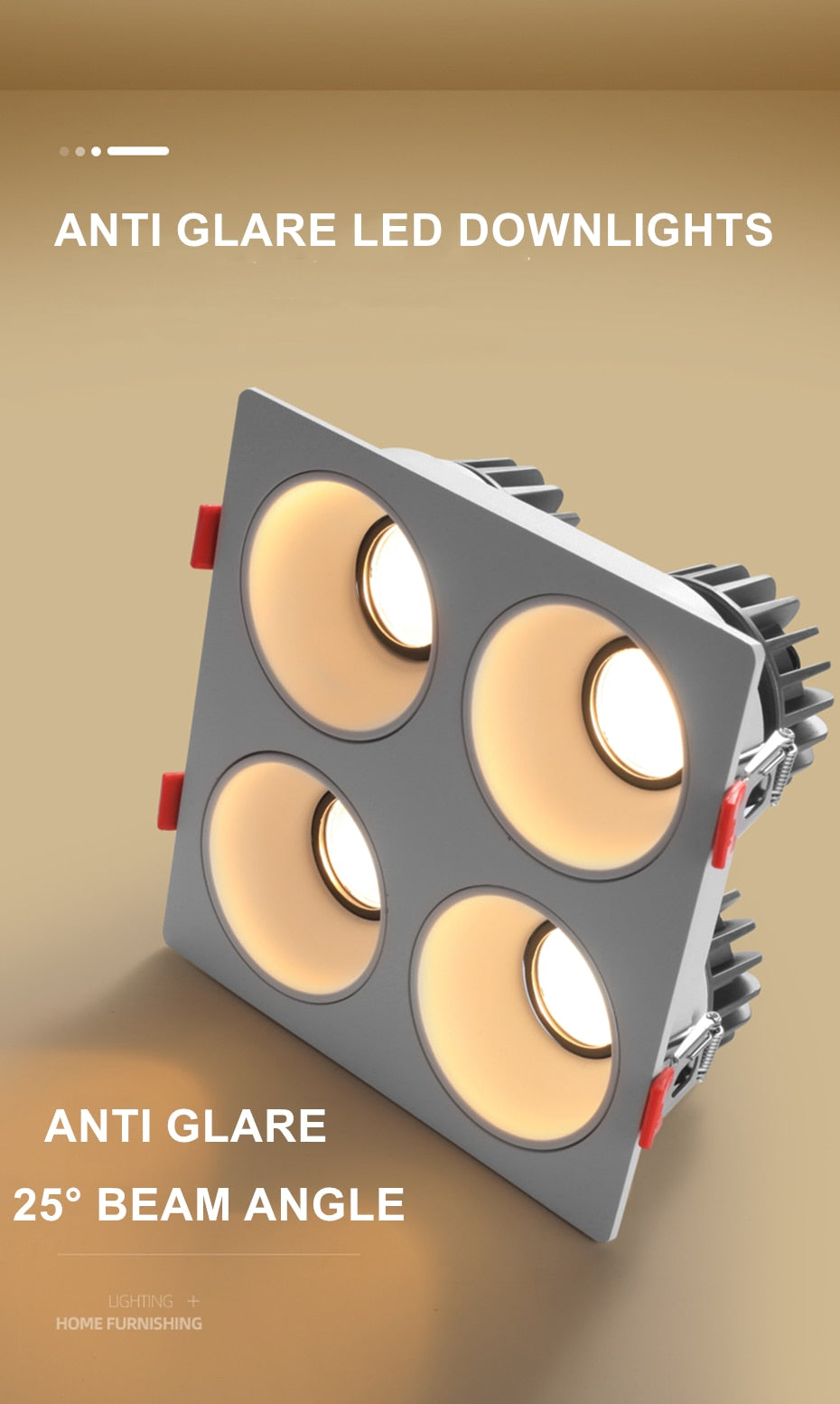 Anti Glare Ceiling Recessed LED COB Downlights Angle Adjustable 4 Heads 28W 48W 60W 80W Spot Light Home Indoor Bedroom 110V 220V