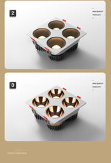 Anti Glare Ceiling Recessed LED COB Downlights Angle Adjustable 4 Heads 28W 48W 60W 80W Spot Light Home Indoor Bedroom 110V 220V