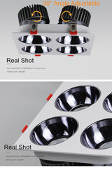 Anti Glare Ceiling Recessed LED COB Downlights Angle Adjustable 4 Heads 28W 48W 60W 80W Spot Light Home Indoor Bedroom 110V 220V