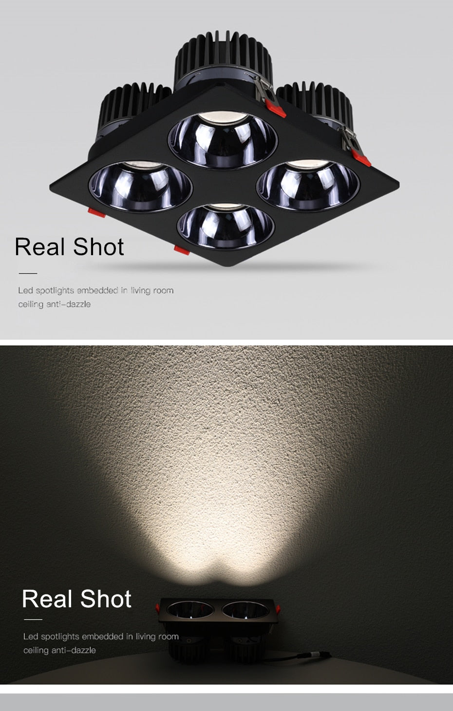 Anti Glare Ceiling Recessed LED COB Downlights Angle Adjustable 4 Heads 28W 48W 60W 80W Spot Light Home Indoor Bedroom 110V 220V