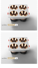 Anti Glare Ceiling Recessed LED COB Downlights Angle Adjustable 4 Heads 28W 48W 60W 80W Spot Light Home Indoor Bedroom 110V 220V