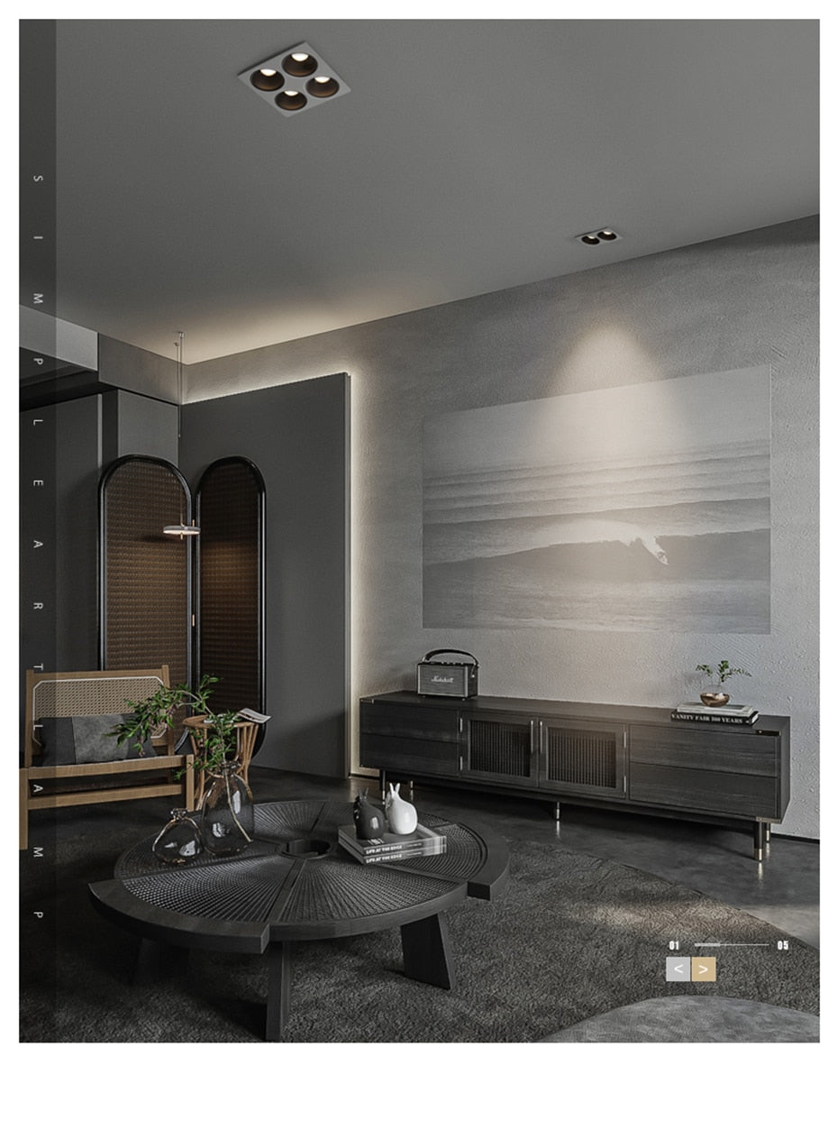 Anti Glare Ceiling Recessed LED COB Downlights Angle Adjustable 4 Heads 28W 48W 60W 80W Spot Light Home Indoor Bedroom 110V 220V