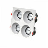 Anti Glare Ceiling Recessed LED COB Downlights Angle Adjustable 4 Heads 28W 48W 60W 80W Spot Light Home Indoor Bedroom 110V 220V