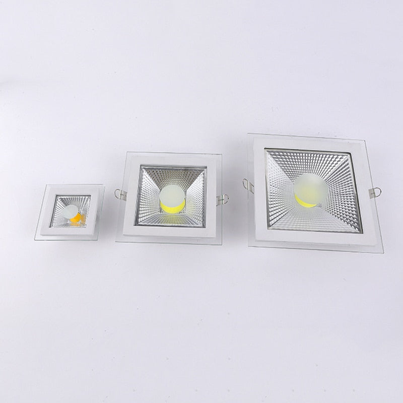 Round/Square Glass LED Downlight Recessed 25W COB LED Panel Light Spot Ceiling Down Light AC85-265V Driver Include