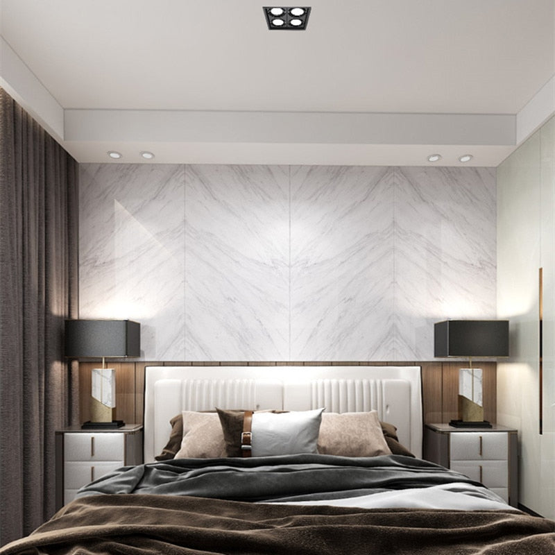 LED Spotlight Super Bright 40W 4-Head COB Recessed Square Dimmable Downlight for Ceiling Decoration AC85-265V