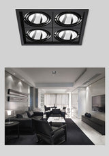 LED Spotlight Super Bright 40W 4-Head COB Recessed Square Dimmable Downlight for Ceiling Decoration AC85-265V