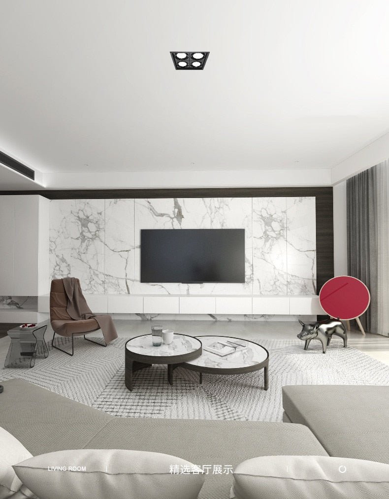 LED Spotlight Super Bright 40W 4-Head COB Recessed Square Dimmable Downlight for Ceiling Decoration AC85-265V