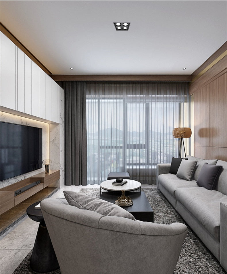 LED Spotlight Super Bright 40W 4-Head COB Recessed Square Dimmable Downlight for Ceiling Decoration AC85-265V