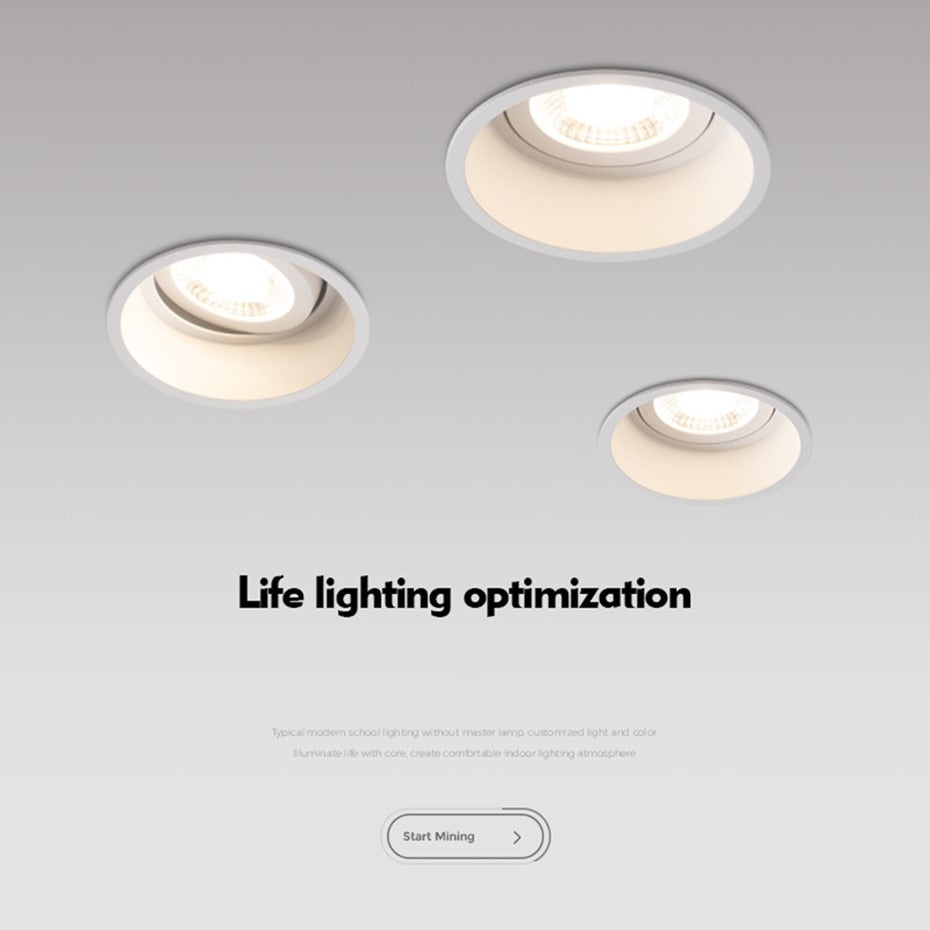 Simple Round Led Light Downlight Recessed Led Lighting 5W 7W 12W 15W Light Spot Anti-glare For Room Stores Office AC110V 220V