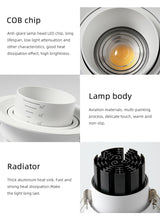 Dimmable 15/45/60 Degree Zoom Focusing 360 Degree Rotation LED COB Downlight 7W 12W 15W 18W LED Downlight Led Light Bulb 110V 220V