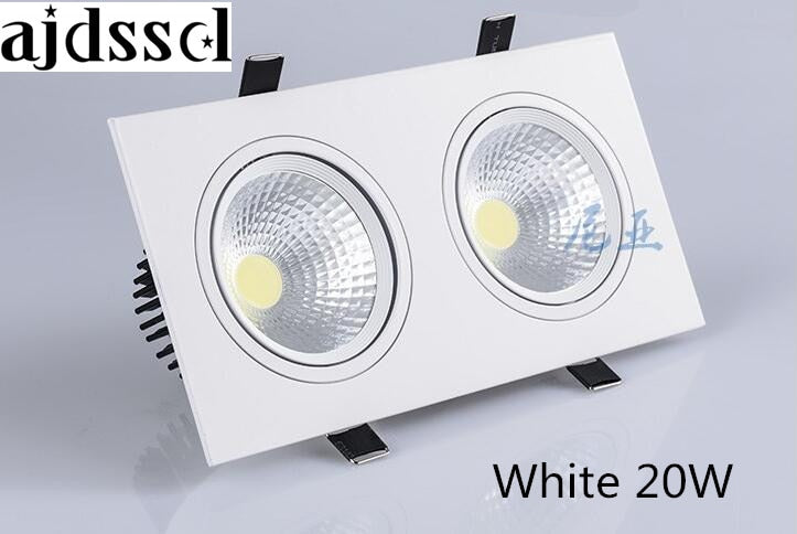 Led downlight double white square Dimmable light COB Ceiling Spot Light 2x10W ceiling recessed Lights Indoor Lighting