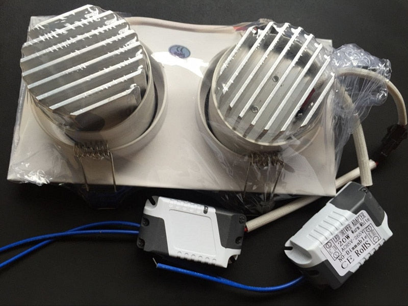 Led downlight double white square Dimmable light COB Ceiling Spot Light 2x10W ceiling recessed Lights Indoor Lighting