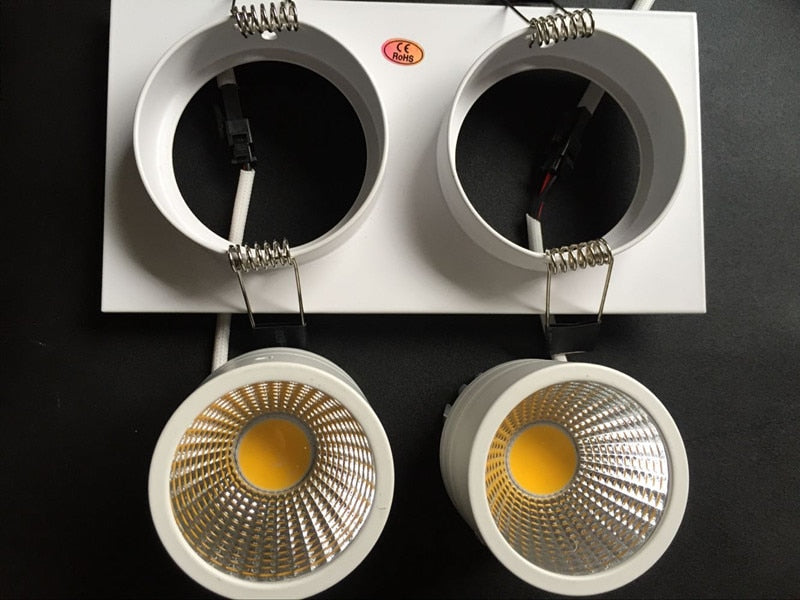 Led downlight double white square Dimmable light COB Ceiling Spot Light 2x10W ceiling recessed Lights Indoor Lighting